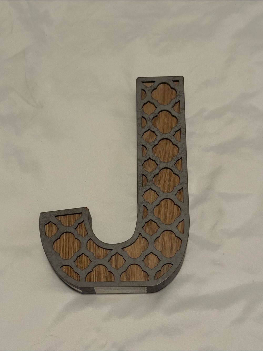 Decorative Letter J Wood Metal Quatrefoil Monogram Wall Decor